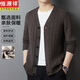 Hengyuanxiang wool knitted jacket 2025 autumn and winter new casual business 100 pure wool V-neck sweater cardigan for men black gray M