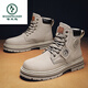 Woodpecker Martin Boots Spring et automne High-Top British Style Casual Imperproofroprowing and Nonlip Work Chores Men's Motorcycle Le cuir Bottes Abricot Couleur [Picture principale mise à niveau] 43 Code sportif standard