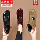 Lefen Red 2025 Neue Frühlings- und Herbstleder kurze Stiefel Patentleder runde Zehen Nacktstiefel für Frauen atmungsaktive niedrige Absatzweiche Lederstiefel Martin Stiefel Schwarze (3 cm) 39