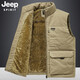 JEEP SPIRIT Outdoor Jeep Vest Men's Autumn and Winter Multi-Pocket Vest Loose Large Size Men's Fishing Vest Men's Jacket Mountaineering Wear Khaki 2XL
