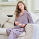 American Standard gives your lover new long-sleeved couple pajamas pure cotton suit for women spring and autumn pure cotton casual simple home wear for men misty purple M