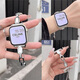 
Star Welcoming Metal Bracelet iwatchS8/S9 Apple Watch Apple Watch87654 Strap Se Bracelet Inlaid Diamond Bracelet Shell Retractable Chain-Black Apple iWatch S841mm