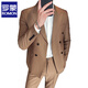 
ROMON light luxury high-end double-breasted suit suit men's Korean style slim business formal casual suit two-piece set Military green [double-breasted T687] XL