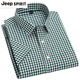 Jeep Spirit100 Coton Men's Plaid Shirt à manches courtes pour le modèle mince en coton mince et jeune de la chemise à mi-manche F983 Green and White Small Plaid 40 [120-135jin [Jin est égal à 0,5 kg]]]
