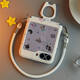 Bohuiyou is suitable for the new Samsung Galaxy Zflip6 mobile phone case 5 with lanyard, can be carried on the back and cross-body, zflip folding screen protective case, small folding Internet celebrity, hinge full package, cat ring mobile phone case + pendant + portable + crossbody Samsung Galxy Z Flip 6