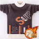 Disney cardigan boy mink sweater autumn and winter plus velvet thickened medium-large children's pullover thread children's sweater boy blue plus velvet 120 recommended height 110-119