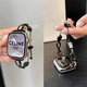 
Star Welcoming Metal Bracelet iwatchS8/S9 Apple Watch Apple Watch87654 Strap Se Bracelet Inlaid Diamond Bracelet Shell Retractable Chain-Black Apple iWatch S841mm