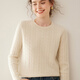 Mushi cashmere sweater women round neck cashmere sweater women solid color cork knitted base shirt thick new LL829R elegant camel 2XL