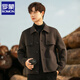 Romon Herren Wolle Kurzwolle Jacke Herbst und Winter koreanischer Stil doppelseitiger Wollmantel Casual Jacket Winter Fashion Black XL