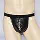 Ye Zimei Men's patent leather briefs sexy crotch hollow thong men's sexy underwear wide-edged metal ring 4110 All size