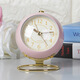 Wholesale light luxury style retro small table clock alarm clock metal French classic student bedside desk decorative ornaments off-white