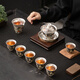 SUSHI CERAMICS Gilt Silver Ink Dragon Sancai Bowl Set Kung Fu Tea Set Gift Box by Intangible Cultural Heritage Master Zheng Wenqiang High-end Holiday Gift