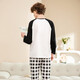 Fenton Couple Cotton Pajamas Women's New Round Neck Wearable Long Sleeve Home Clothes Set Elegant White (Male) L