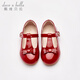 戴维贝拉女童皮鞋红色单鞋秋季儿童公主鞋玛丽珍鞋演出鞋