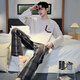 
Langsha pajamas men's spring and autumn long-sleeved suit 2024 new loose large size simple style student casual home clothing 15567 stripes L men (suitable for 100-130 Jin [Jin equals 0.5 kg])