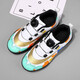 Feelaces Children's Rotary Button Schnürfußballschuhe Trainingschuhe TF gebrochene Nägel Jungen und Mädchen Mittelschüler Künstliche Gras-Sneaker 9893 Weiß 30