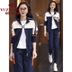 Yu Zhaolin Chunqiu Sportswear Set Set Women's 2024 Neues modisches und modisches Gelegenheits-Sweatshirt-Jacke mit mittleren Alters im mittleren Alter, der 9930 zweiteilige Royalblau-Set [Mantel + Hosen] M (Empfohlene 80-95 Jin [Jin gleich 0,5 kg]))