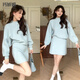 Majiaomei Knitted Dress Women's Suit 2025 Spring and Autumn New Korean Style Versatile Lazy Style Half Turtleneck Sweater Skirt Apricot Suit One Size 80-120Jin Jin is equal to 0.5 kg