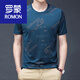 Romon Sommer-Herren-Kurzarm-T-Shirt für Männer mercerisierte Baumwolle rundes Hals-Eis-Seiz-Siebdruck mit halbärischem Top-Baumwoll-Basishemd High Tto702 Black XL 180 empfohlen 150-170jin [Jin gleich 0,5 kg]