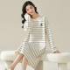 Victoria's Style 2024 New Nightgown for Women's Spring y Autumn Pure Cotton Feelting Pajamas se puede usar en el exterior, ropa de casa a rayas W9764 camisón de manga larga l 90-110Jin [Jin equivale a 0.5 kg]