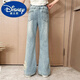 
Disney girls autumn pants new style fashionable Chinese style 2024 embroidered jeans medium-large children new Chinese style girl bell-bottom pants light blue [679 Chinese style embroidered bell-bottom pants] 160cm