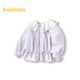 Balabala baby coat girl top casual clothes lotus leaf collar splicing fresh natural lively cute sweet and cute pink purple 70032 100
