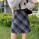 Woodpecker 2024 new autumn and winter woolen skirt college style retro high-waisted plaid skirt plaid hip-covering A-line skirt temperament brown elastic waist / inner trousers L recommended 105-120 Jin Jin equals 0.5 kg