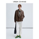 Vega Chang Spring y Autumn Leather Jacket for Women 2025 New Retro Wilderness Marrard Jacket Motorcycle Brown L