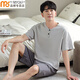 Modal pajamas men's new summer cotton pullover simple comfortable light luxury feeling solid color cool feeling can be worn outside home clothing set ZY9761 men-XXXL