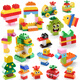 Feelo kompatibel mit LEGO großen Partikeln Kinderbaugruppe Bausteine ​​und vielseitiges Spielzeug für Jungen und Mädchen Geburtstagsgeschenke 130 Barrel