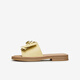 
Heshe (TATA) fairy-style slippers for women wearing flat beach sandals for women 2024 summer new YBE06BT3 yellow 34