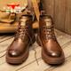 Bull Familie Martin Boots Herren echte Leder Herbst und Winter High-Top British Style Old Retro Work Boots Herren Red Brown 43