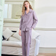 American Standard gives your lover new long-sleeved couple pajamas pure cotton suit for women spring and autumn pure cotton casual simple home wear for men misty purple M