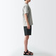 MUJI MUJI Men's Cotton Washed Poplin Shorts Casual Shorts Men's Summer Pure Cotton AED14A2S Black M