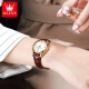 OLEVS (OLEVS) Swiss certificados Diez relojes Top Diez para Women Temperamento mecánico completamente automático Temperamento simple Reloj de mujeres Luz de lujo Luxury Small Belt 6629 Versión mejorada de cuero marrón Gran grabado para mujeres