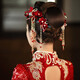Haiyiduo wedding dress headdress bridal hair accessories set headband Korean fairy forest toasting clothing hair accessories Chinese dress accessories red velvet flower hairpin set