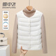 Snow Flying (SNOWFLYING) short inner down jacket vest for women 2025 new style thin fashionable V-neck vest warm autumn and winter coat white apricot rice L 105-120Jin Jin equals 0.5 kg