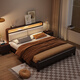 Pinnzu massives Holzbett Multifunktion nordisches Hauptschlafzimmer weiches Doppelbett dicke Tafel mit Nachtlichtlager 902 1,5-Meter-Rahmenbett