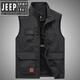 JEEP SPIRIT Jeep Spirit Vest Men's Spring and Autumn Casual Multi-Pocket Workwear Vest Men's Photography Fishing Vest Jacket Gray 2XL 155-170Jin Jin equals 0.5 kg