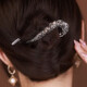 Idel's high-end metal rhinestone one-character eight-character twist clip for the back of the head, elegant hair accessory birthday gift F1824 flash diamond eight-character clip, gun black