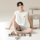 Cat man pajamas men ice silk cool summer vest sleeveless thin summer large-size home clothing set White [ice silk cool] 2XL [recommended 140-160Jin [Jin equals 0.5 kg]]