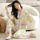 Hong Kong Lianya Pajamas Primavera y otoño Cuello de manga larga Summer Traje de algodón exterior delgada de algodón exterior -9901 M Guarantado