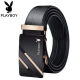 Playboy belt men's belt youth alloy middle-aged business Korean style fashion casual automatic buckle belt student trend mirror square black 120cm - the length can be cut at will