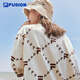 FILA FUSION trendy couple short-sleeved T-shirt in summer loose casual presbyopia full print round neck men and women top antique white-IV XL (180)