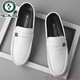 
Woodpecker brand leather shoes, bean shoes, men's autumn new men's shoes, Korean version, versatile men's casual leather shoes, one foot, driving 825 white 40