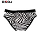 OKOJ brand triangle swim trunks for men 2023 summer new sexy low waist fashionable striped swimming trunks black and white pattern M