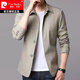 Pierre cardin spring and autumn men's jacket business casual middle-aged and young people solid color lapel thin Korean style slim style. Jacket men light gray 1048 L [recommended 110-130 Jin [Jin equals 0.5 kg]]