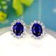 Fei Ge S925 Silver Jewelry Sapphire Stud Earrings for Women Simple Temperament Earrings Crystal Tourmaline Color Tanzanite Fashion Earrings Blue Earrings/Pair