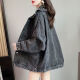 
Pei Shiyan's spring denim jacket female student Korean style loose spring jacket large size women's denim clothes spring and summer style 9929# picture style smoke gray S recommended 80--100Jin [Jin equals 0.5 kg]