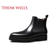 THOM WILLS英伦切尔西男靴真皮透气手工固特异高帮皮靴男夏季马丁靴 黑色E1381 39 /6.5码